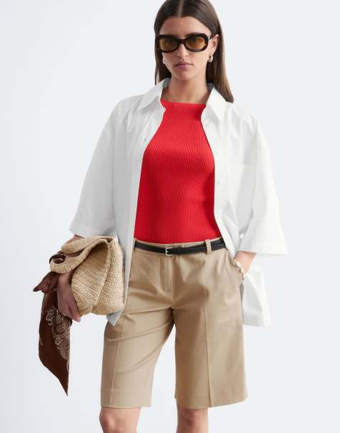 & Other Stories cotton blend tailored bermuda shorts in beige - view 1