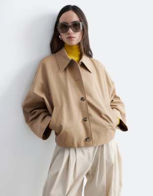 & Other Stories Cotton Bomber Trench Jacket In Brown