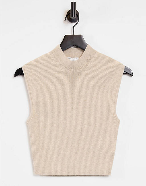 & Other Stories cotton co-ord knitted ribbed top in beige
