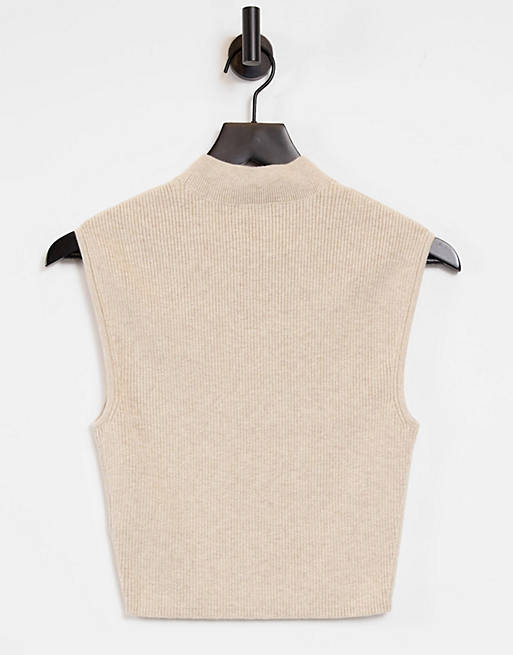  & Other Stories cotton co-ord knitted ribbed top in beige 