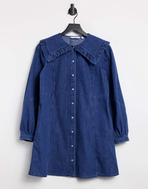  Other Stories denim mini shirt dress in dark blue