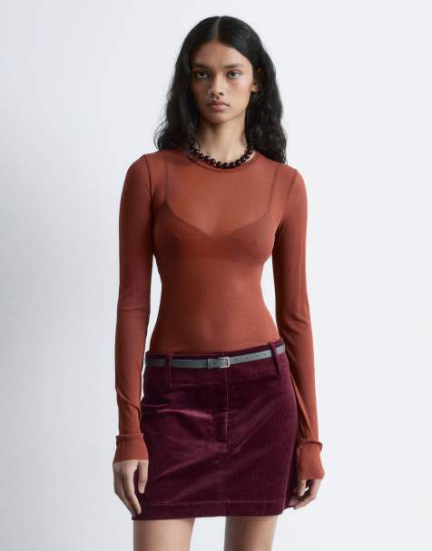 & Other Stories cotton corduroy mini skirt in burgundy - view 1