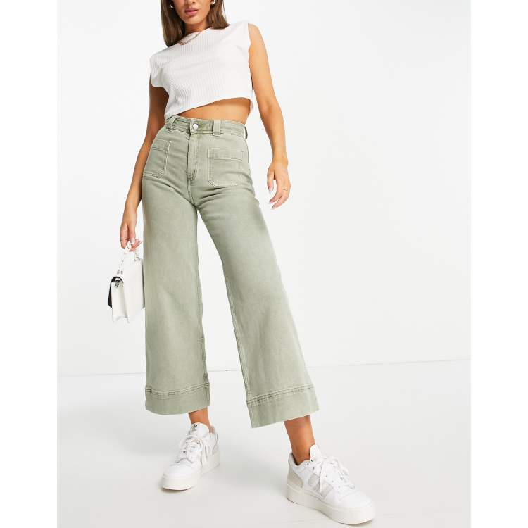 Green jeans with pockets on sale the side