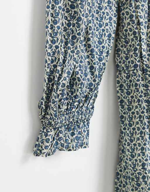 & Other Stories cotton floral print smock mini dress in blue - MBLUE, 2 of 4