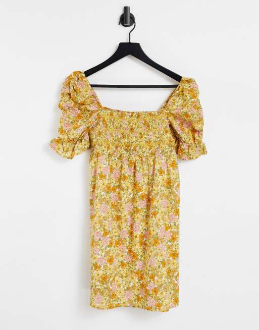 Other Stories cotton floral printed smock mini dress in multi MULTI