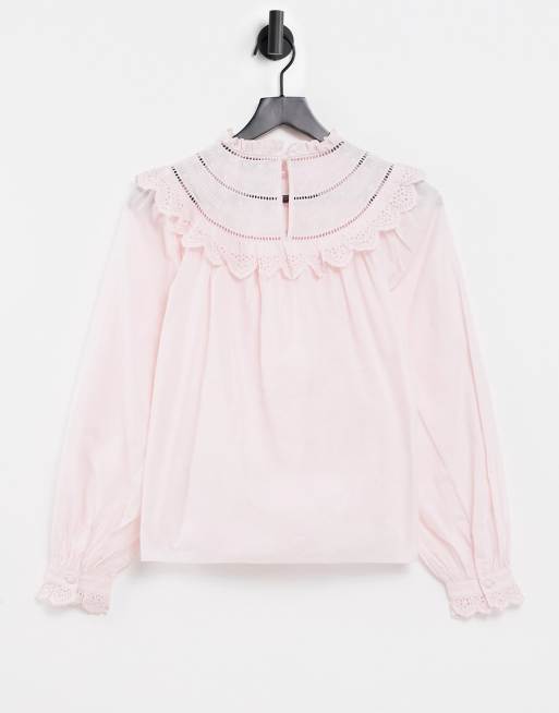 & Other Stories cotton frill detail blouse in pink - PINK, 2 of 4