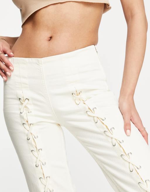 Lace up 2024 leg jeans