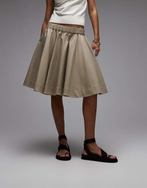 & Other Stories cotton mix full circle mini skirt in beige , 2 of 5