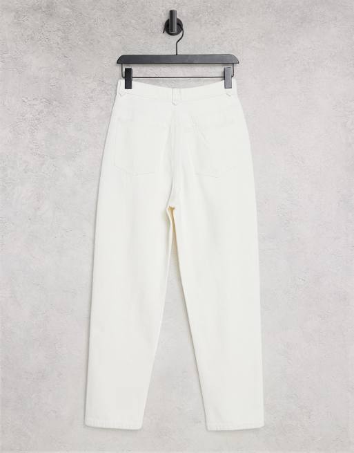 & Other Stories cotton pleat detail denim trousers in white - WHITE, 2 of 4