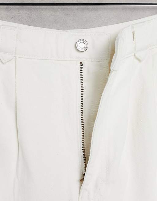 & Other Stories cotton pleat detail denim trousers in white - WHITE, 3 of 4