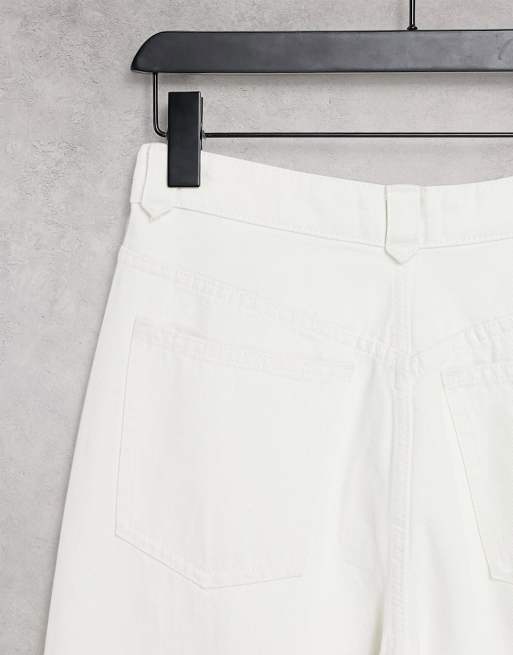 & Other Stories cotton pleat detail denim trousers in white - WHITE, 4 of 4