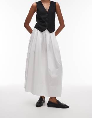 & Other Stories cotton poplin maxi skirt with volume hem in white