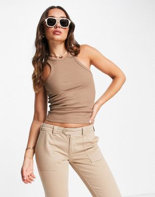 & Other Stories cotton ribbed tank top in light brown - BROWN | ASOS