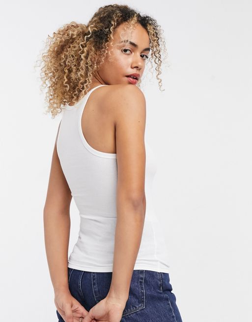 Ribbed Tank Top Off-White - Organic Cotton