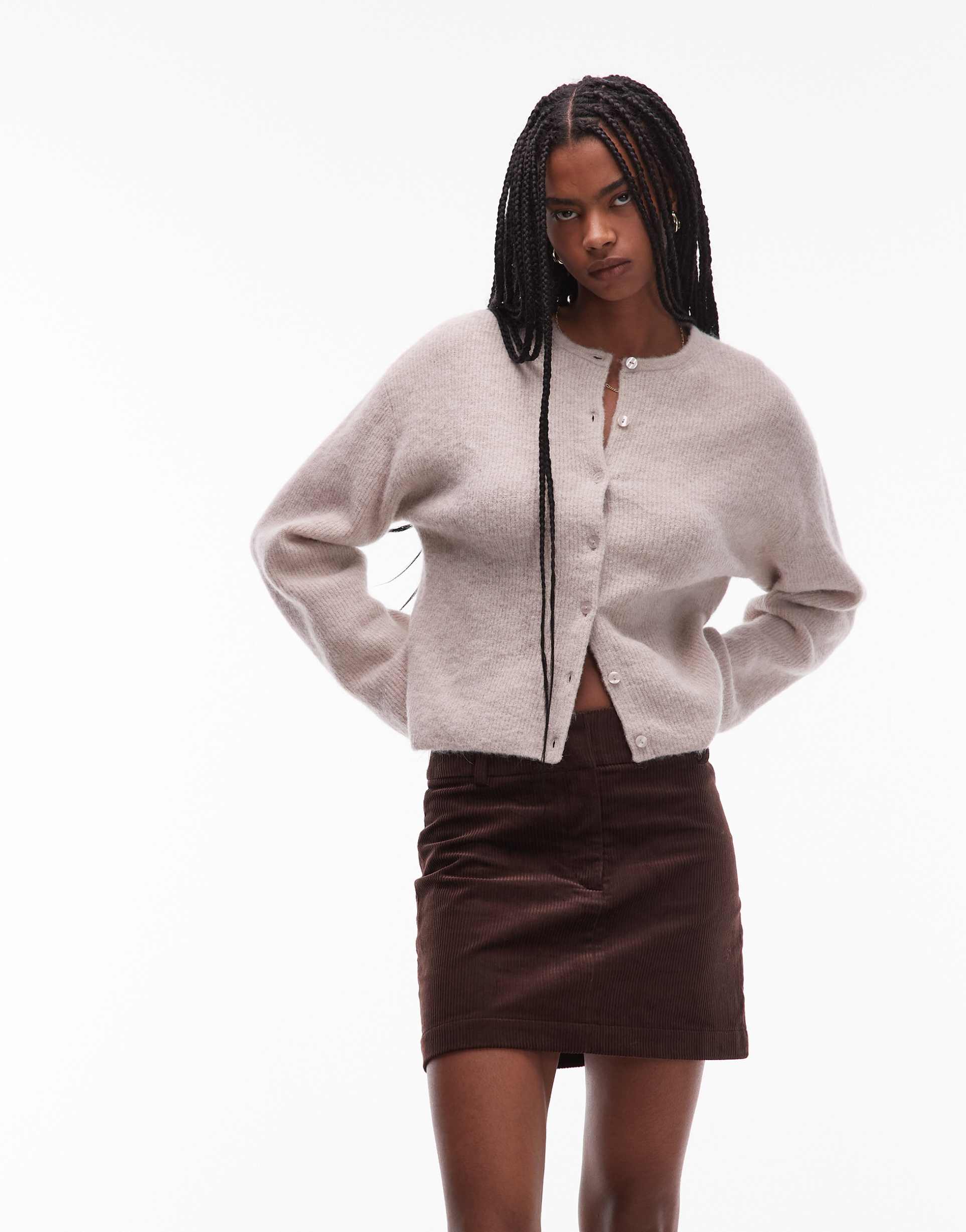 & other stories cotton rich cord mini skirt in dark brown