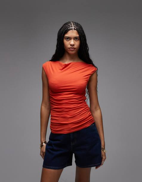 & Other Stories cotton sleeveless drapey top in red - view 1