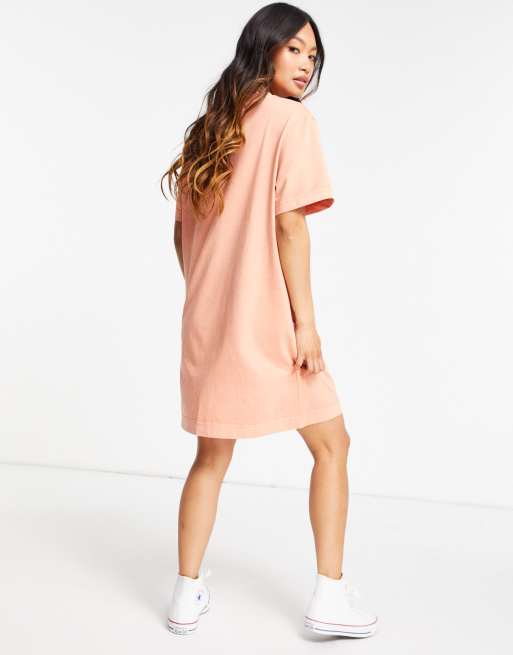 Moss Sand Cut Out Ruched Side T Shirt Dress