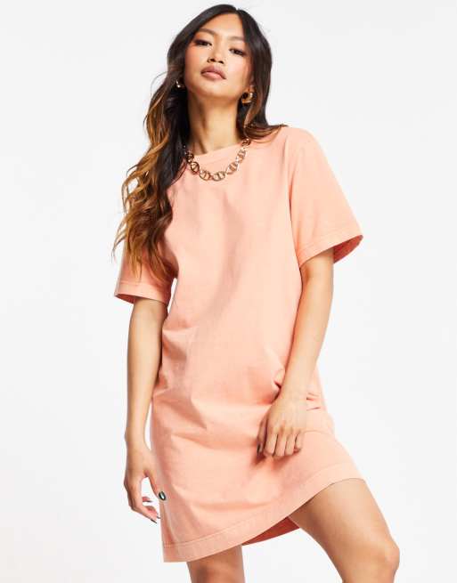 Other Stories cotton t shirt mini dress in peach