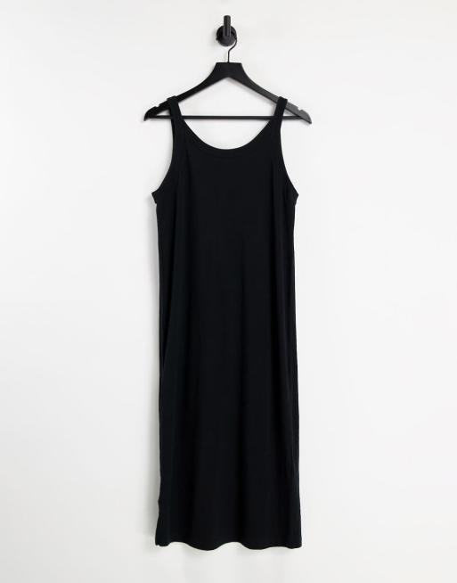 u0026 Other Stories cotton vest midi dress with side slit in black - BLACK |  ASOS