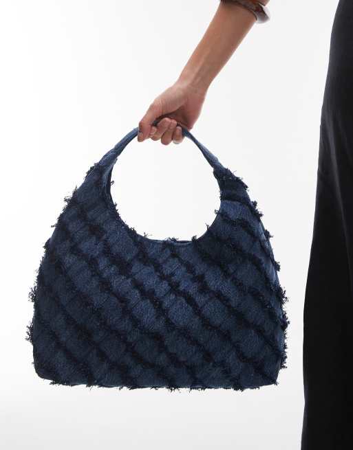 “& Other Stories” デニムフリンジトートバッグBAG & Other Stories crafted braided fringing denim tote bag in