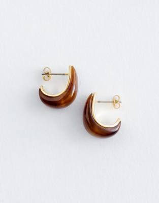 & Other Stories - Creolen in brauner Schildpattoptik mit Ohrstecker-Brown