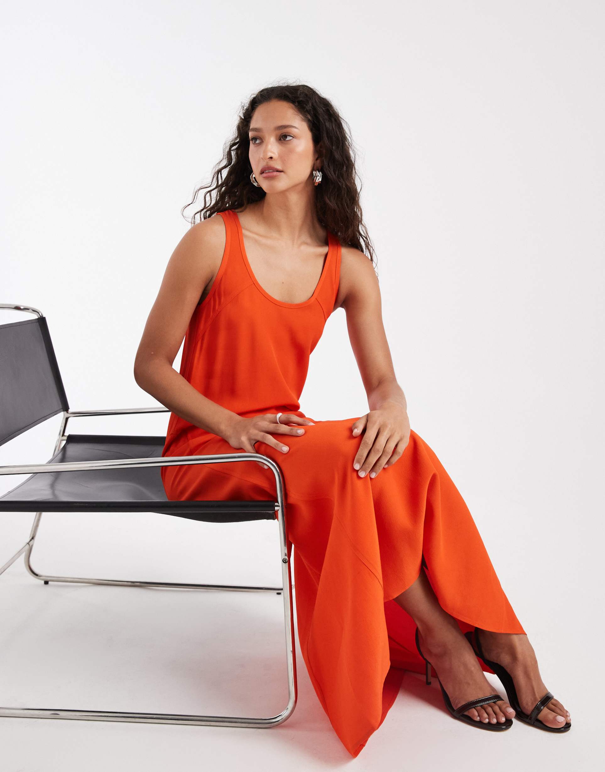 & other stories crepe maxi dress with seam detail in black