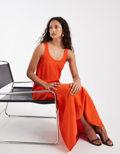 & Other Stories crêpe maxi jurk met naaddetail in rood - view 1