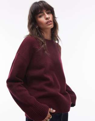 & Other Stories & Other Stories crew neck jumper in burgundy-Red