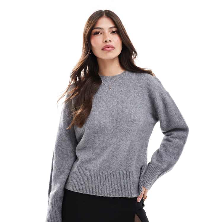 Other Stories crew neck jumper in grey melange ASOS
