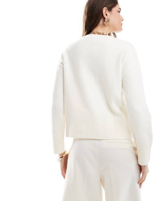 Other Stories crew neck jumper in off white ASOS