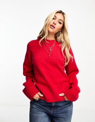 & Other Stories crew neck jumper in red