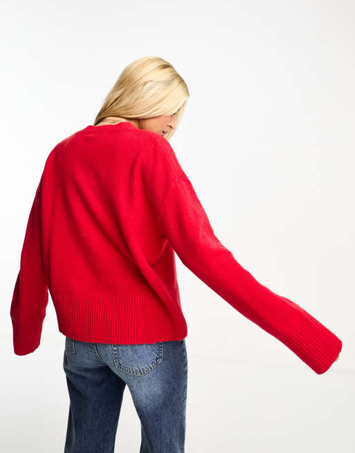 & Other Stories crew neck sweater in red