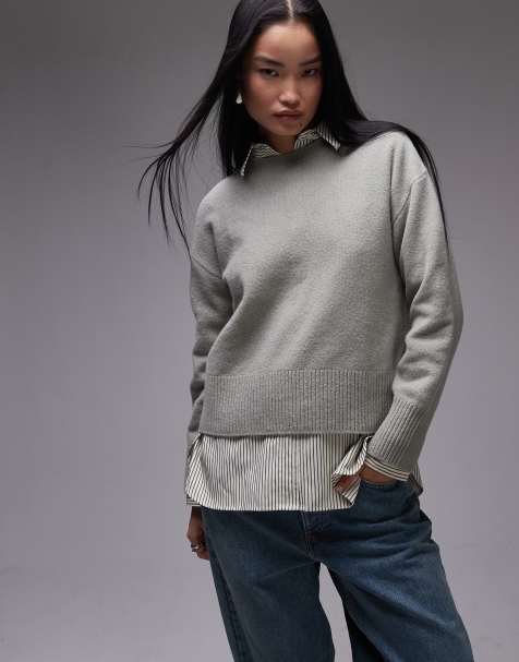 & Other Stories crew neck jumper in soft khaki green - view 1