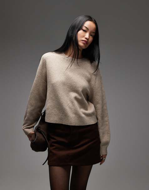 & Other Stories  crew neck jumper with volume sleeves in beige - view 1