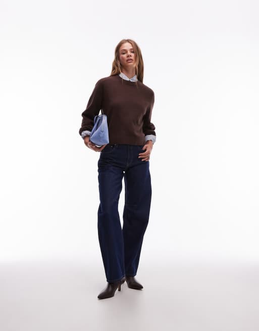 & Other Stories crew neck jumper with volume sleeves in brown, 3 of 4