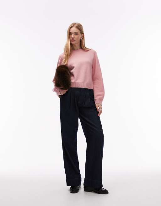 & Other Stories crew neck jumper with volume sleeves in pink, 3 of 4