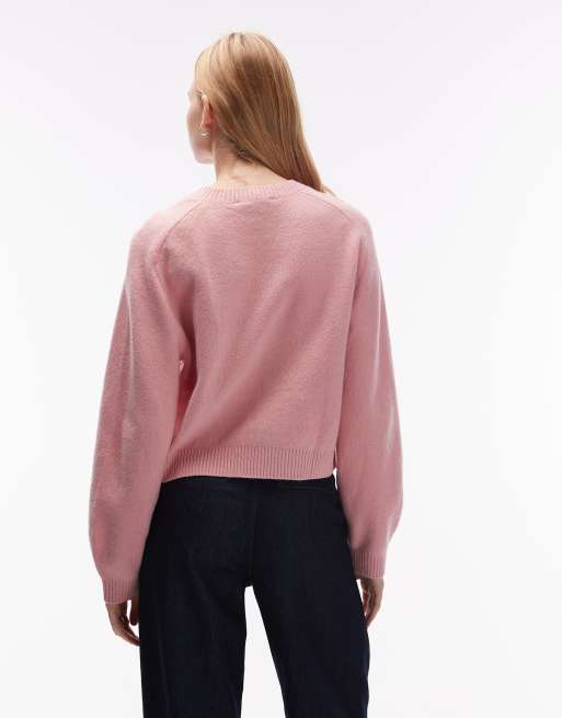 & Other Stories crew neck jumper with volume sleeves in pink, 4 of 4
