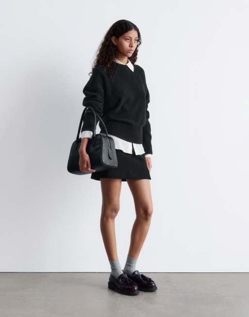 & Other Stories crew neck sweater in black