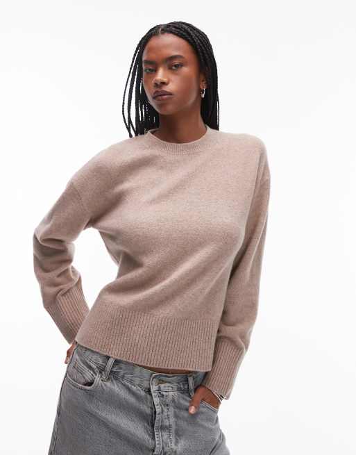 & Other Stories crew neck sweater in brown melange, 3 of 4