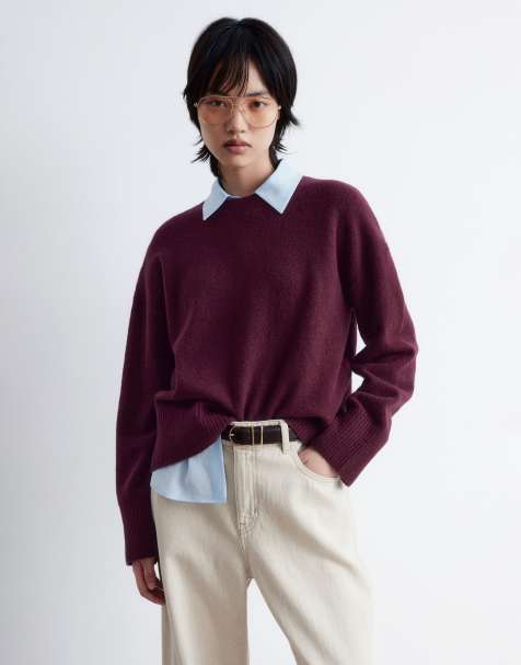& Other Stories crew neck sweater in burgundy wine - view 1