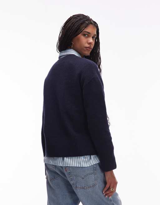 & Other Stories crew neck sweater in dark navy blue
