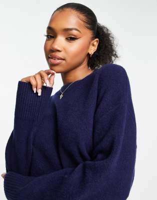 Navy blue outlet crew neck jumper