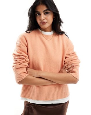Other Stories &  Crew Neck Sweater In Soft Apricot-orange