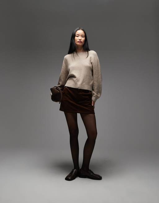& Other Stories crew neck sweater with volume sleeves in beige