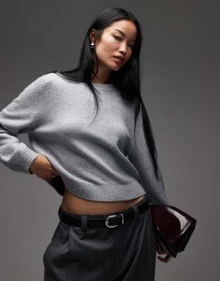 & Other Stories Crew Neck Sweater With Volume Sleeves In Gray