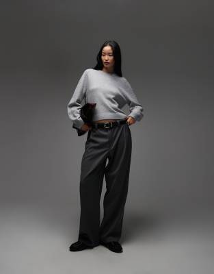 & Other Stories Crew Neck Sweater With Volume Sleeves In Gray