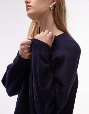 & Other Stories Crew Neck Sweater With Volume Sleeves In Blue