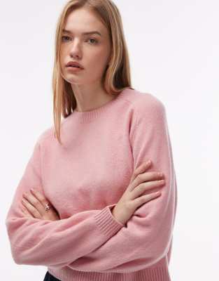 & Other Stories Crew Neck Sweater With Volume Sleeves In Pink