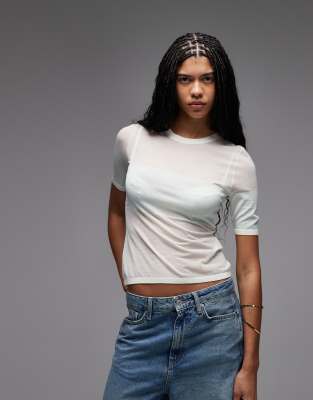 & Other Stories Crew Neck Thin Knit T-shirt In White