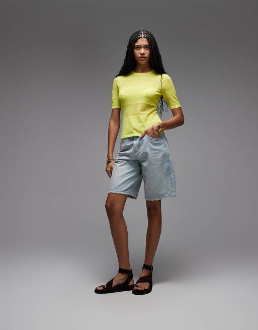 & Other Stories crew neck thin knit t-shirt in yellow stripes, 2 of 4
